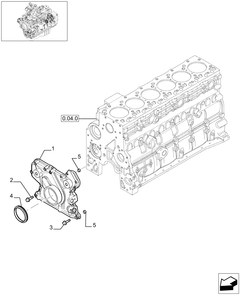 Схема запчастей Case IH F4GE9684D J600 - (0.04.3[02]) - CRANKCASE COVERS (4894734) 