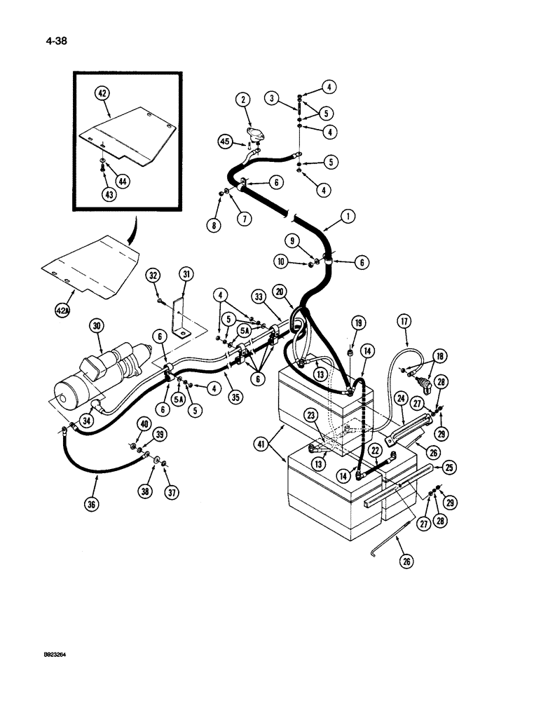 Схема запчастей Case IH 9260 - (4-038) - BATTERY AND CABLES, 9250 AND 9260 TRACTOR (04) - ELECTRICAL SYSTEMS