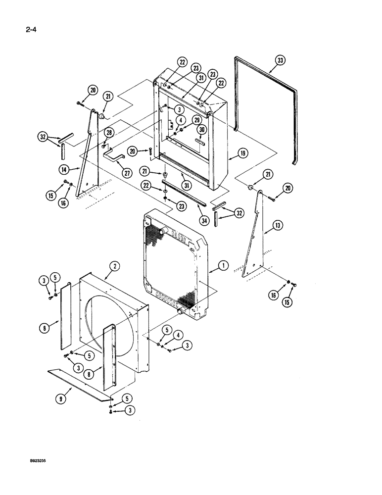 Схема запчастей Case IH 9260 - (2-004) - RADIATOR MOUNTING, 9250 AND 9260 TRACTOR (02) - ENGINE