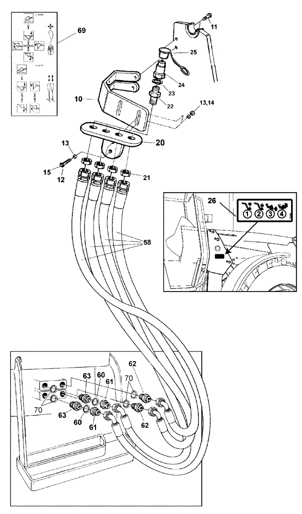 Схема запчастей Case IH LX720 - (35.525.AA[01]) - VAR - 717513006 - MID-MOUNT CONTROL VALVE, HYDR LINES (35) - HYDRAULIC SYSTEMS