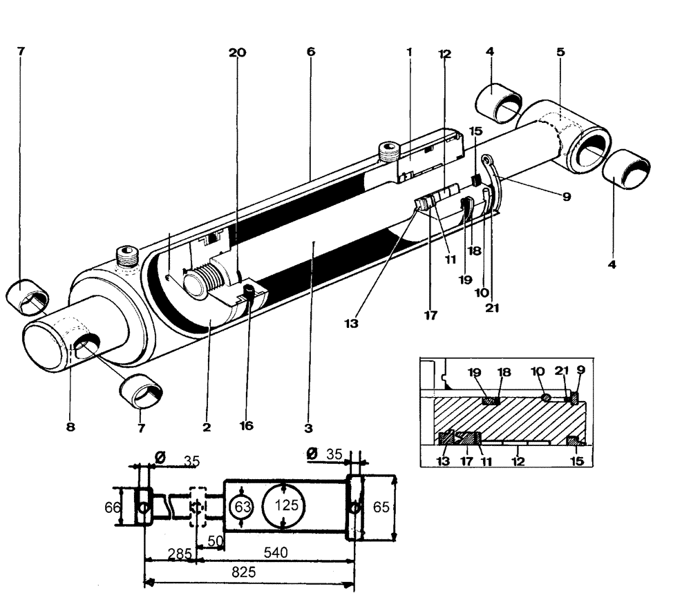 Схема запчастей Case IH LX760 - (35.100.BI[12]) - SILOCUT 190MG HYDRAULIC CYLINDER (35) - HYDRAULIC SYSTEMS