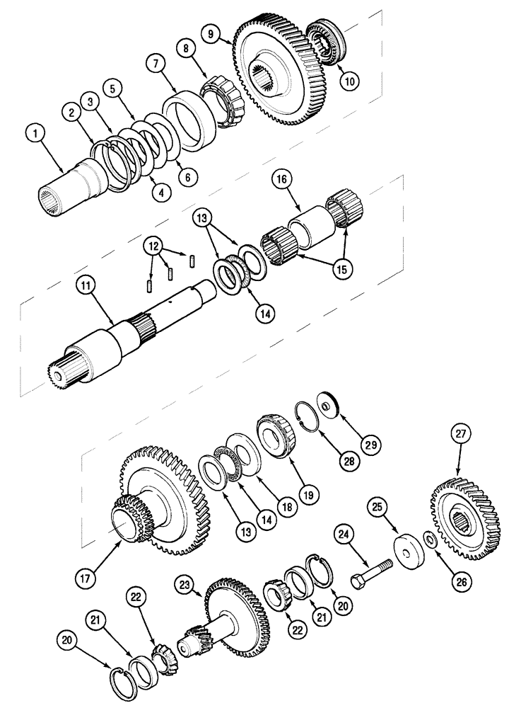 Схема запчастей Case IH MX170 - (06-04) - TRANSMISSION MAIN SHAFT (21) - TRANSMISSION