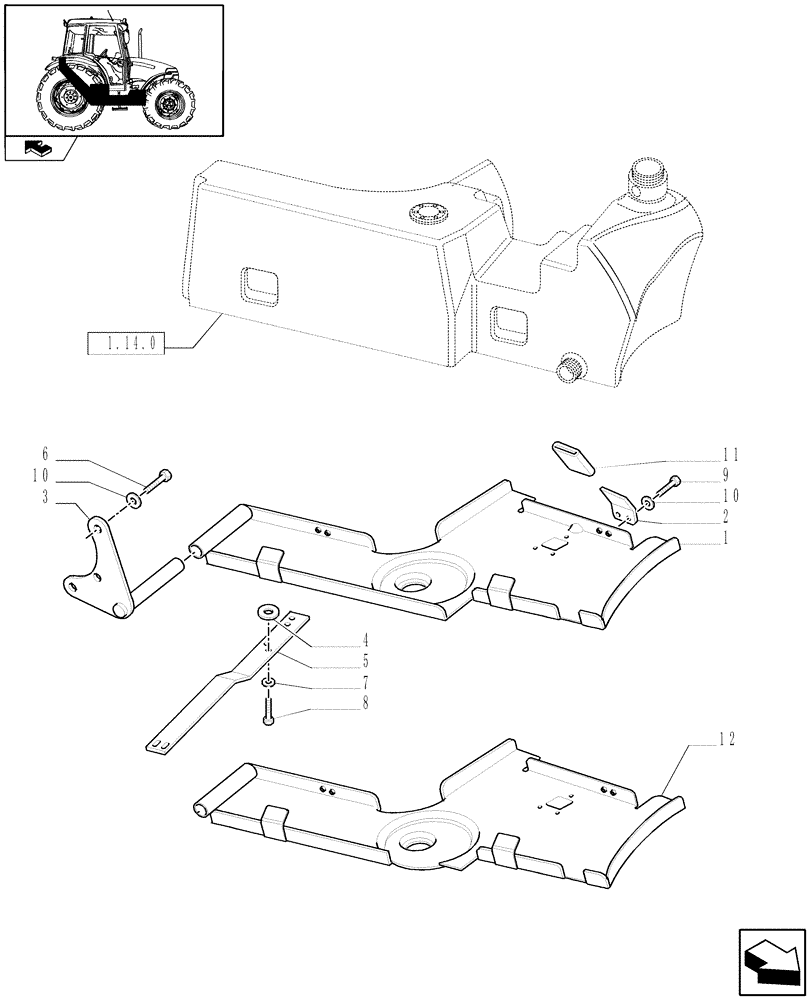 Схема запчастей Case IH FARMALL 90 - (1.14.7) - FUEL TANK SUPPORT (02) - ENGINE EQUIPMENT