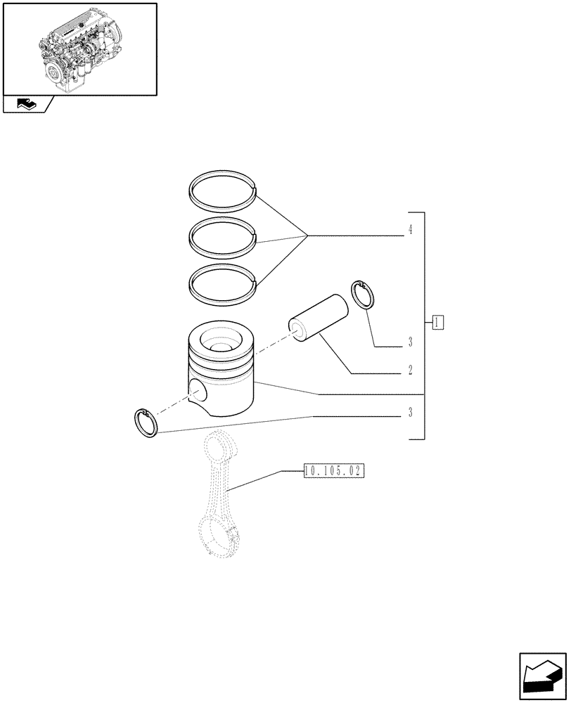 Схема запчастей Case IH F3CE0684F E001 - (10.105.01) - PISTON - ENGINE (504094077) (01) - ENGINE