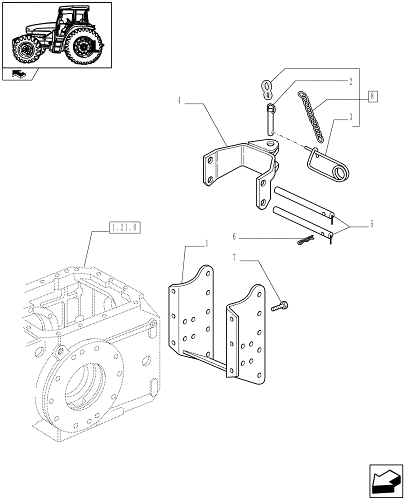 Схема запчастей Case IH FARMALL 105U - (1.89.3) - TOW HOOK AND SUPPORT - CATEGORY C (VAR.330891) (09) - IMPLEMENT LIFT