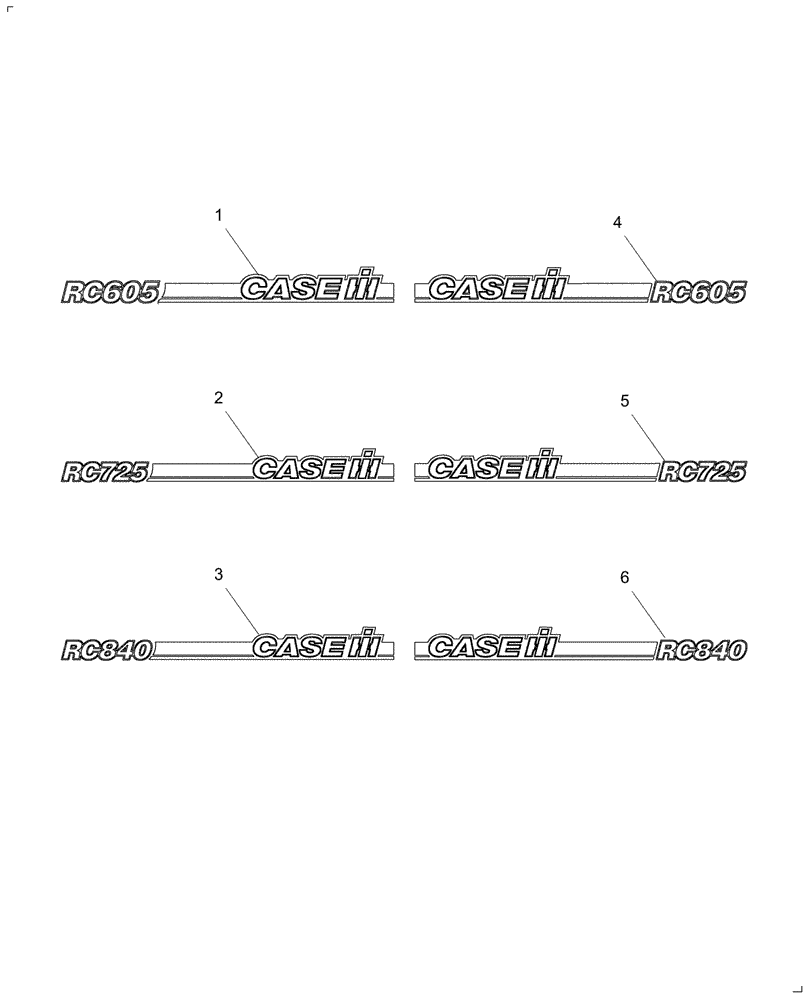 Схема запчастей Case IH RC605 - (006) - IDENTIFICATION DECALS 