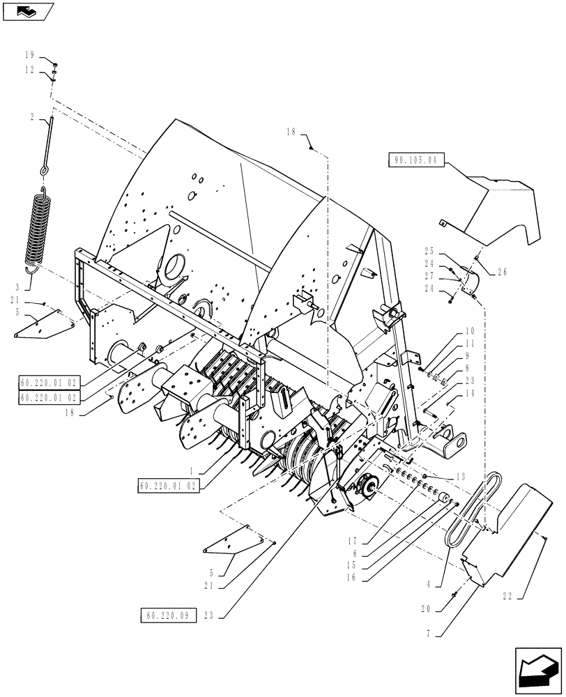 Схема запчастей Case IH RB455A - (60.220.01[01]) - STANDARD PICKUP MOUNTING (60) - PRODUCT FEEDING