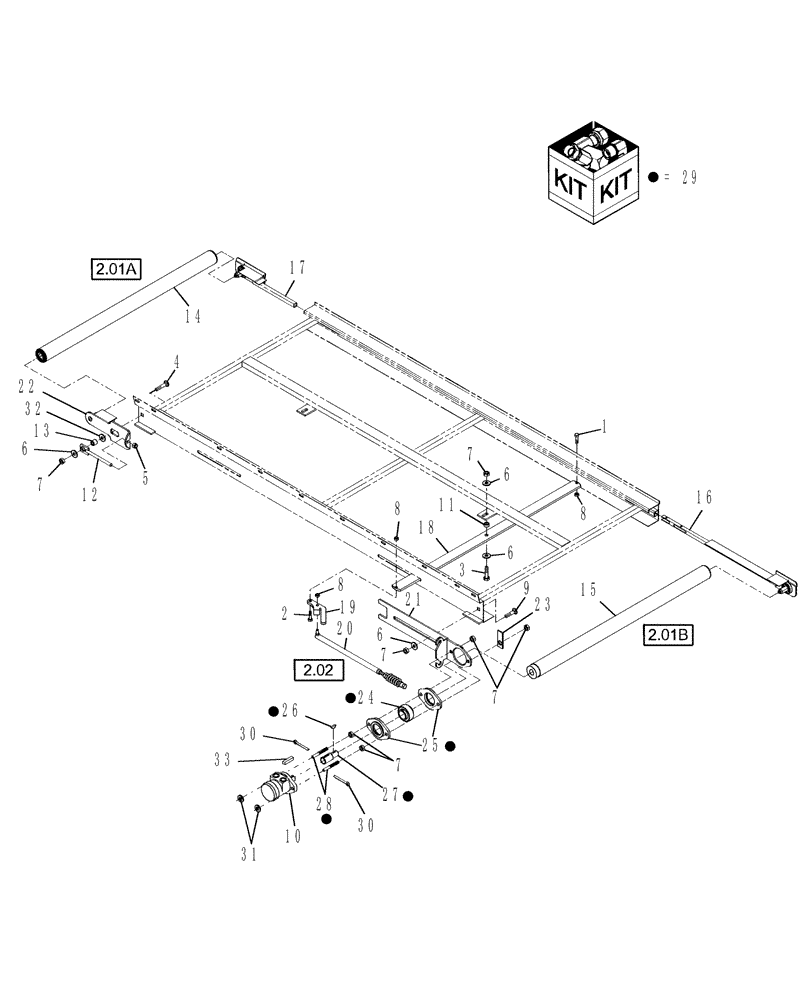 Схема запчастей Case IH DHX251 - (2.01[1]) - DECK, RH, PRIOR TO PIN  K01 2002 (12) - MAIN FRAME