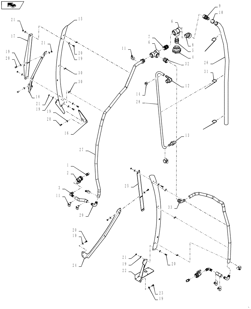 Схема запчастей Case IH 3230 - (75.120.22) - PLUMBING, SIGHT GAUGE/VENT  (75) - SOIL PREPARATION