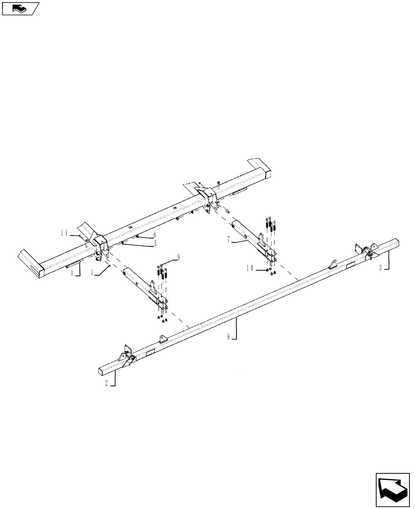 Схема запчастей Case IH 870 - (39.100.15) - REAR DISK LEVELER - 7 AND 9 SHANK (39) - FRAMES AND BALLASTING