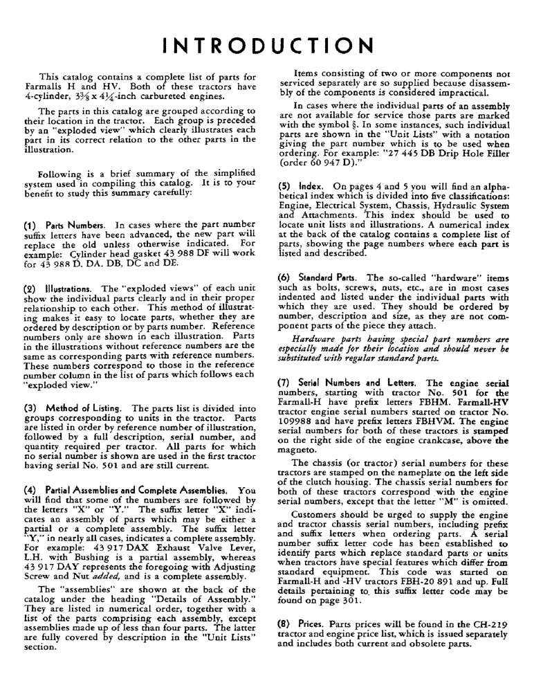 Схема запчастей Case IH FARMALL H - (001) - INTRODUCTION - SERIAL NUMBER LOCATIONS (00) - GENERAL