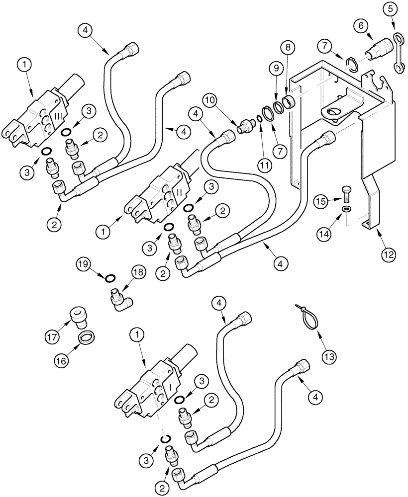 Схема запчастей Case IH CX50 - (08-08) - AUXILIARY VALVES, PIPES AND COUPLINGS (08) - HYDRAULICS