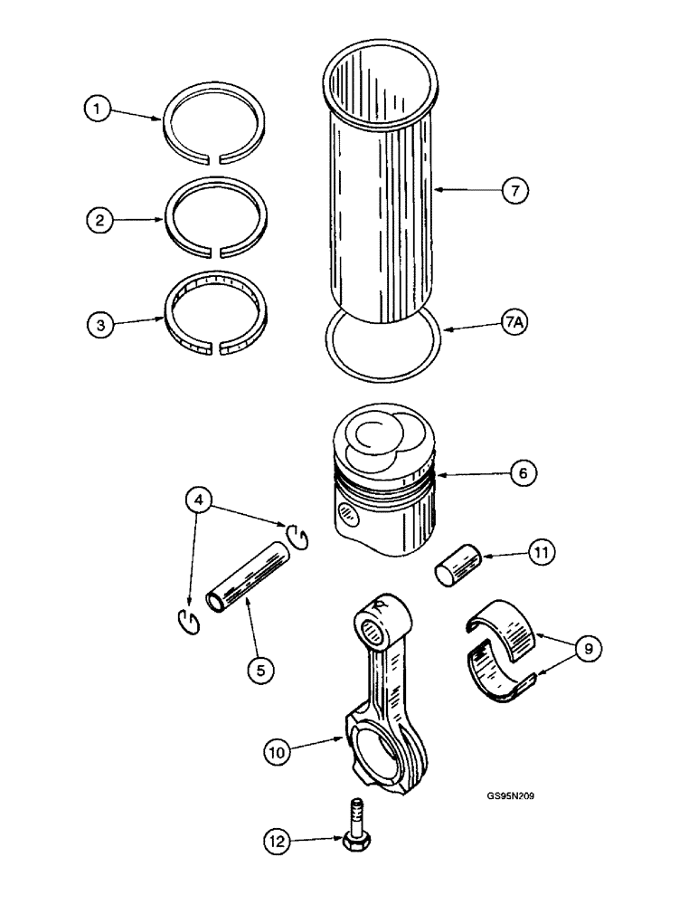 Схема запчастей Case IH D-360 - (9B-10) - CONNECTING RODS, PISTONS AND SLEEVES 