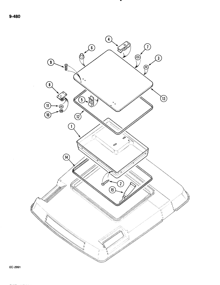 Схема запчастей Case IH 885 - (9-480) - ROOF HATCH SEAL SERVICE KIT (09) - CHASSIS/ATTACHMENTS