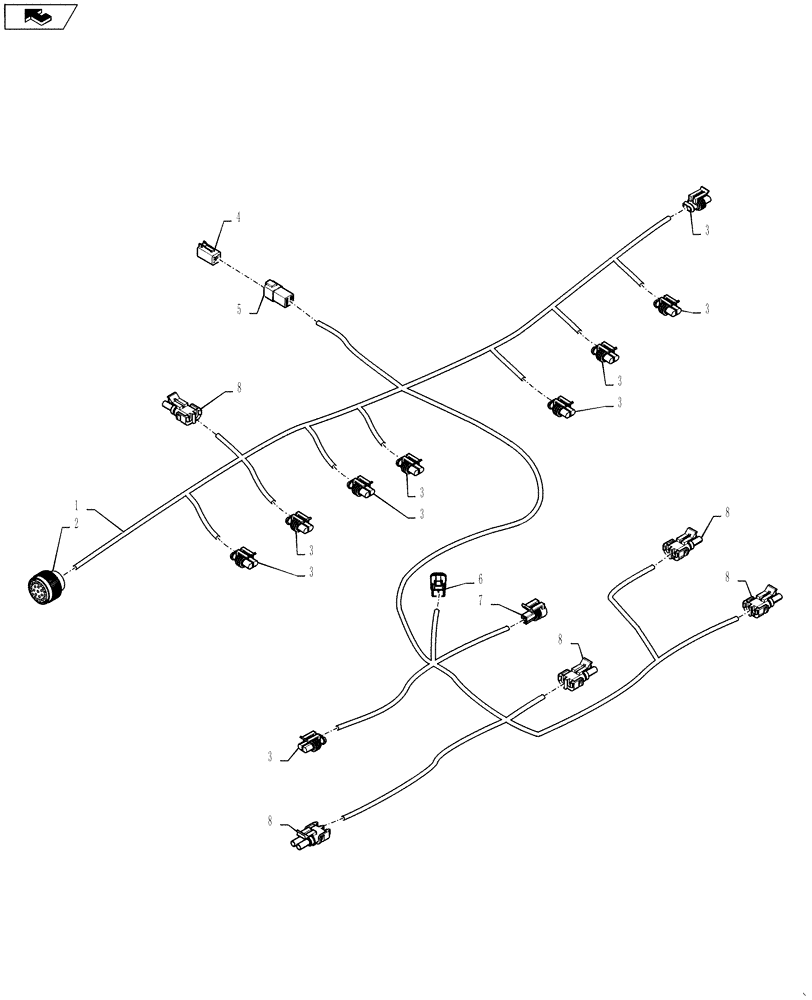 Схема запчастей Case IH STEIGER 600 - (55.100.05[02]) - HARNESS - TRANSMISSION (55) - ELECTRICAL SYSTEMS