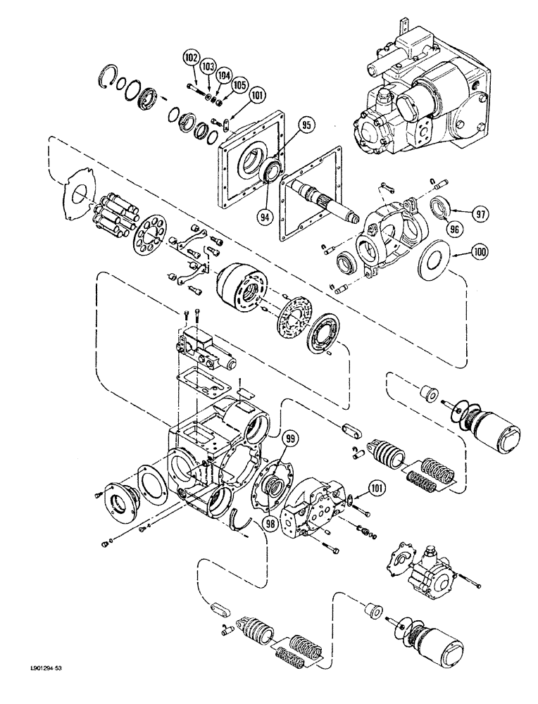 Схема запчастей Case IH 1620 - (6-20) - HYDROSTATIC PUMP (CONT) (03) - POWER TRAIN