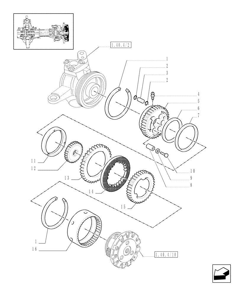 Схема запчастей Case IH MXM155 - (1.40.4/13[03]) - (VAR.452) 4WD FRONT AXLE WITH BRAKES FOR TERRALOCK - BRAKES (04) - FRONT AXLE & STEERING