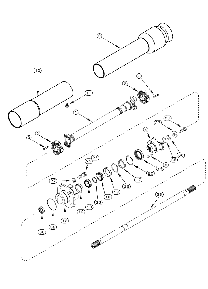 Схема запчастей Case IH MX285 - (06-29) - MFD AXLE - DRIVE SHAFT (06) - POWER TRAIN