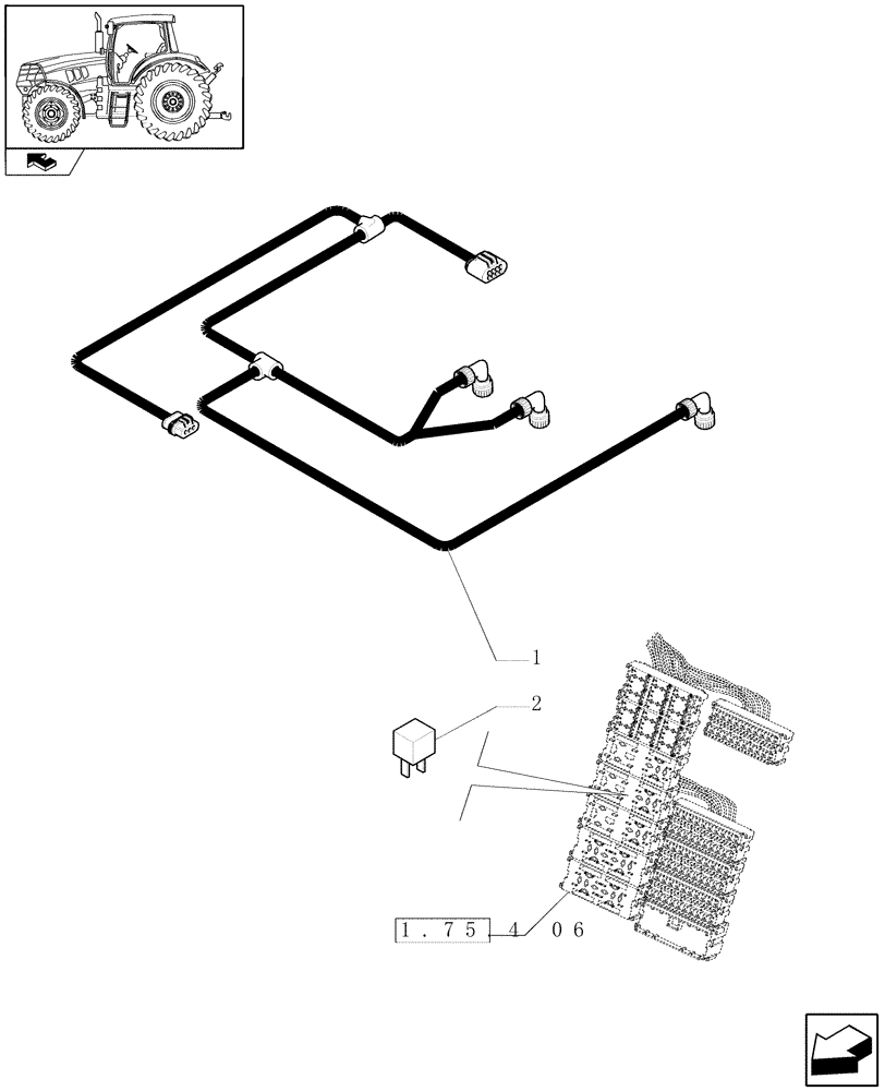 Схема запчастей Case IH PUMA 140 - (1.75.4/06) - PNEUMATIC TRAILER AIR BRAKE - HARNESS (VAR.332723-332737-332739) (06) - ELECTRICAL SYSTEMS