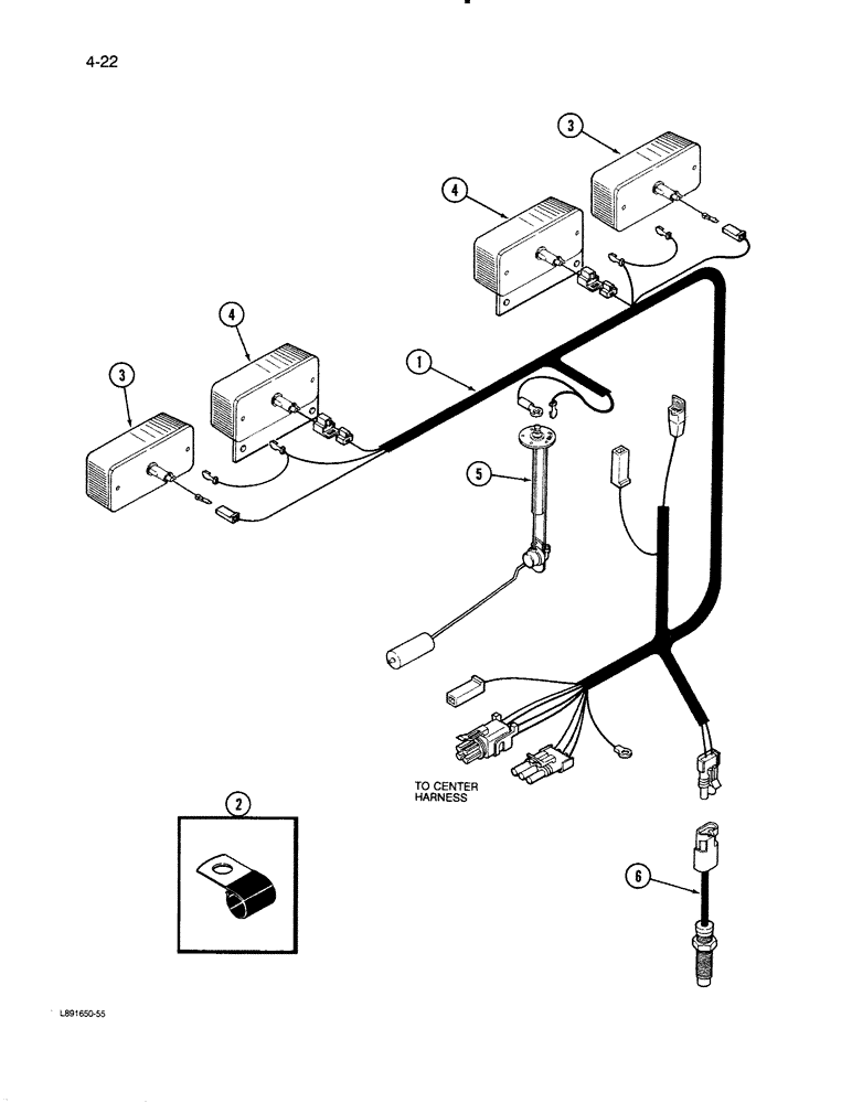 Схема запчастей Case IH 1670 - (4-22) - REAR LIGHTS AND FUEL SENDER HARNESS (06) - ELECTRICAL