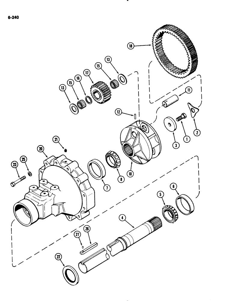 Схема запчастей Case IH 2294 - (6-240) - REAR AXLE, HOUSING & PLANETARY GEARS, 96 INCH LONG (2438MM) 3-1/2 INCH (89MM) DIAMETER (06) - POWER TRAIN