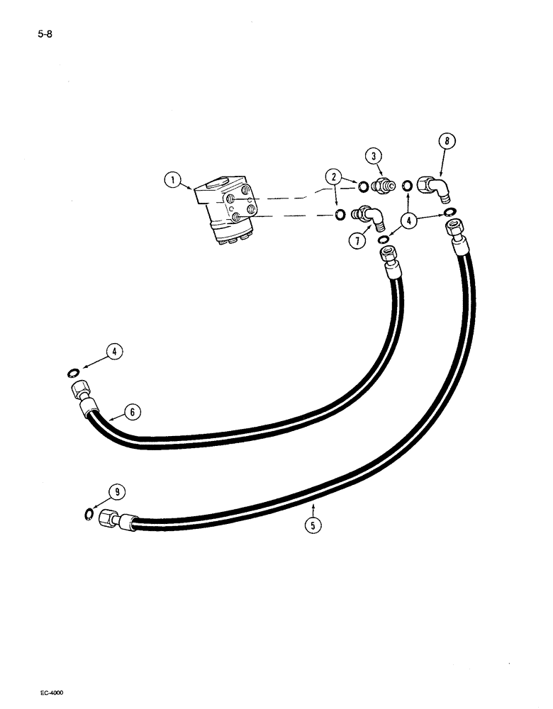 Схема запчастей Case IH 1680 - (5-008) - POWER STEERING SYSTEM, SUPPLY & RETURN, P.I.N. JJC0117060 & AFTER (04) - STEERING