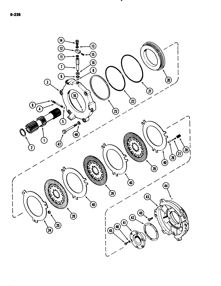 Схема запчастей Case IH 2294 - (6-236) - DIFFERENTIAL ASSEMBLY, SHAFT AND BRAKE (06) - POWER TRAIN