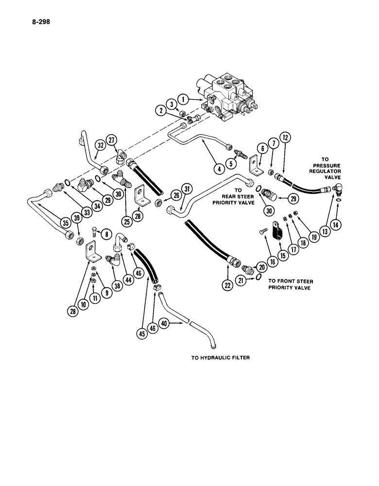 Схема запчастей Case IH 4994 - (8-298) - REMOTE HYDRAULIC SYSTEM, PRIOR TO P.I.N. 8865846 (08) - HYDRAULICS