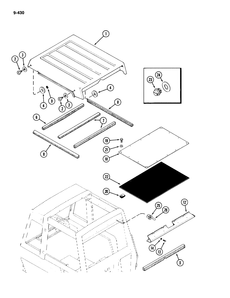 Схема запчастей Case IH 2094 - (9-430) - CAB AND ROPS, ROOF CAP (09) - CHASSIS/ATTACHMENTS