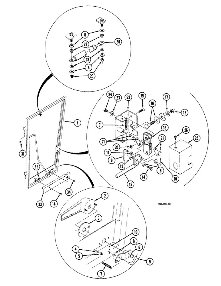 Схема запчастей Case IH 9150 - (9-040) - CAB DOOR AND LATCH, RIGHT SIDE HINGE (09) - CHASSIS/ATTACHMENTS