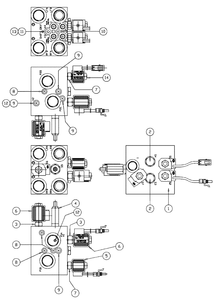 Схема запчастей Case IH 3150 - (06-021) - SHIFT BLOCK BEFORE SERIAL #20001 Hydraulic Plumbing