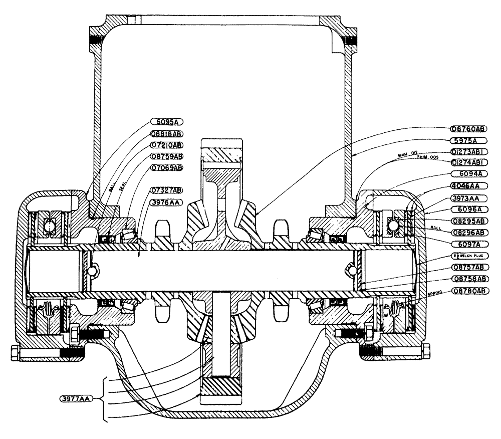 Схема запчастей Case IH LA-SERIES - (052) - DIFFERENTIAL SHAFT ASSEMBLY TRACTOR NO. 5418607 AND AFTER (06) - POWER TRAIN