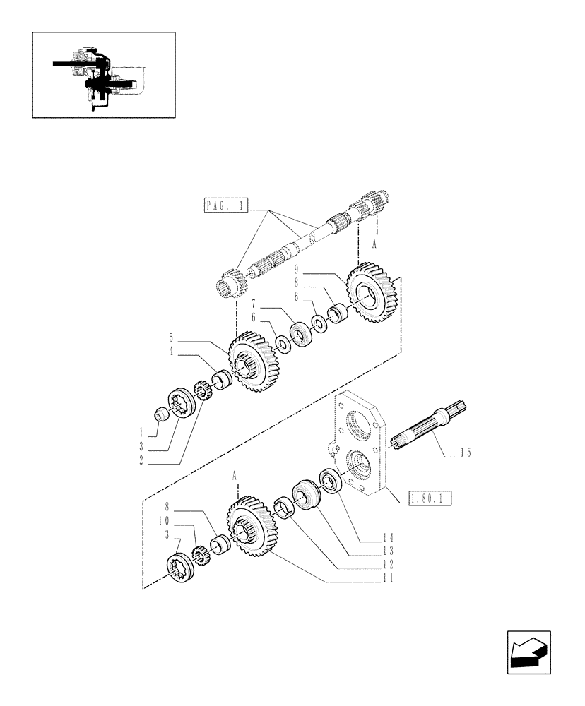 Схема запчастей Case IH JX1095N - (1.80.1/03[02]) - (VAR.817) SYNCHRO MESH GEARED POWER TAKE-OFF (540-540E-1000 RPM) - SHAFTS AND GEARS (07) - HYDRAULIC SYSTEM