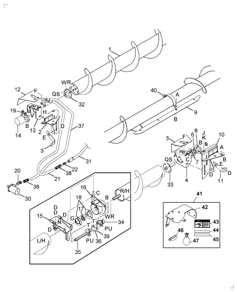 Схема запчастей Case IH 2062 - (09-21) - UPPER CROSS AUGER OPTION (03) - CHASSIS/MOUNTED EQUIPMENT