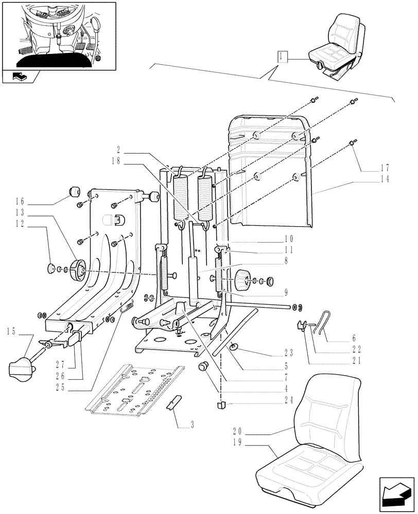 Схема запчастей Case IH FARMALL 65C - (1.92.85/ A) - "MT" PVC SEAT - BREAKDOWN - L/CAB (10) - OPERATORS PLATFORM/CAB