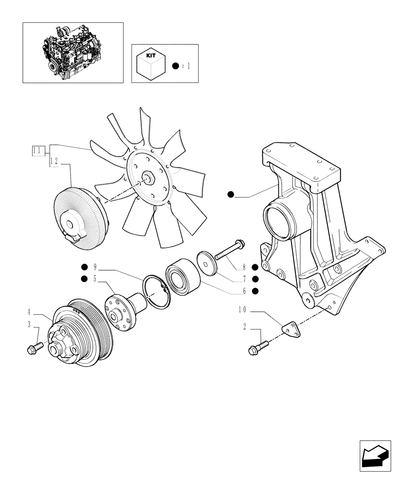 Схема запчастей Case IH PUMA 195 - (0.34.5) - FAN DRIVE (01) - ENGINE