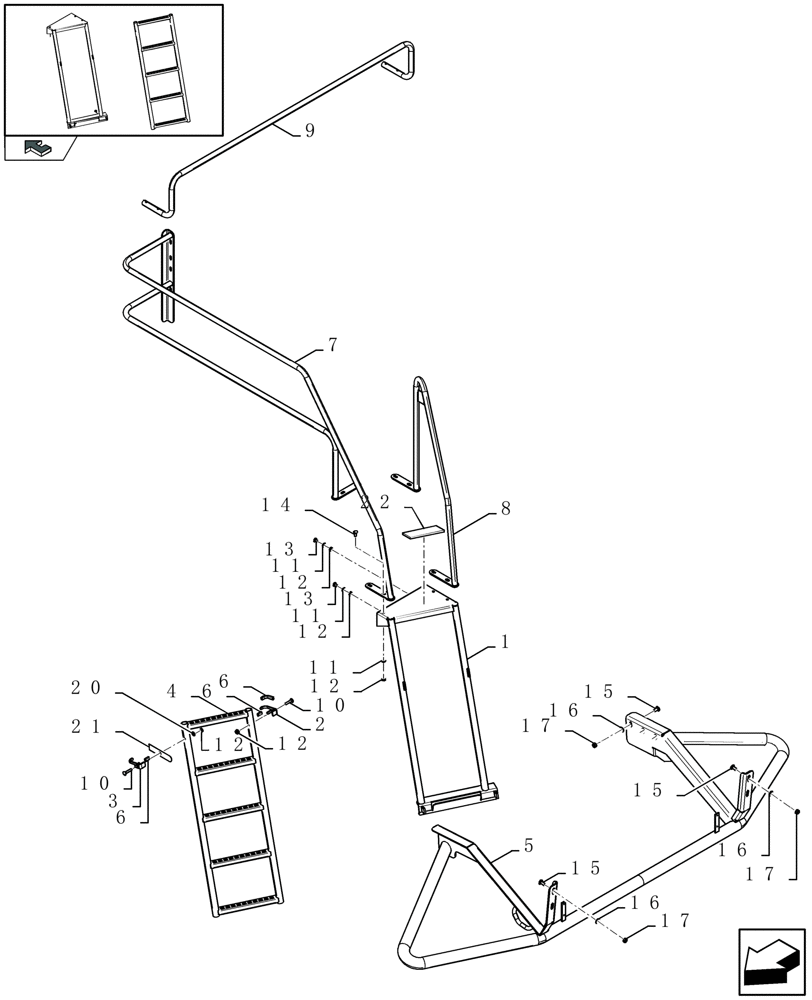 Схема запчастей Case IH LBX432R - (08.013[01]) - LADDER AND HAND-RAIL FOR MAINTENANCE (08) - SHEET METAL/DECALS