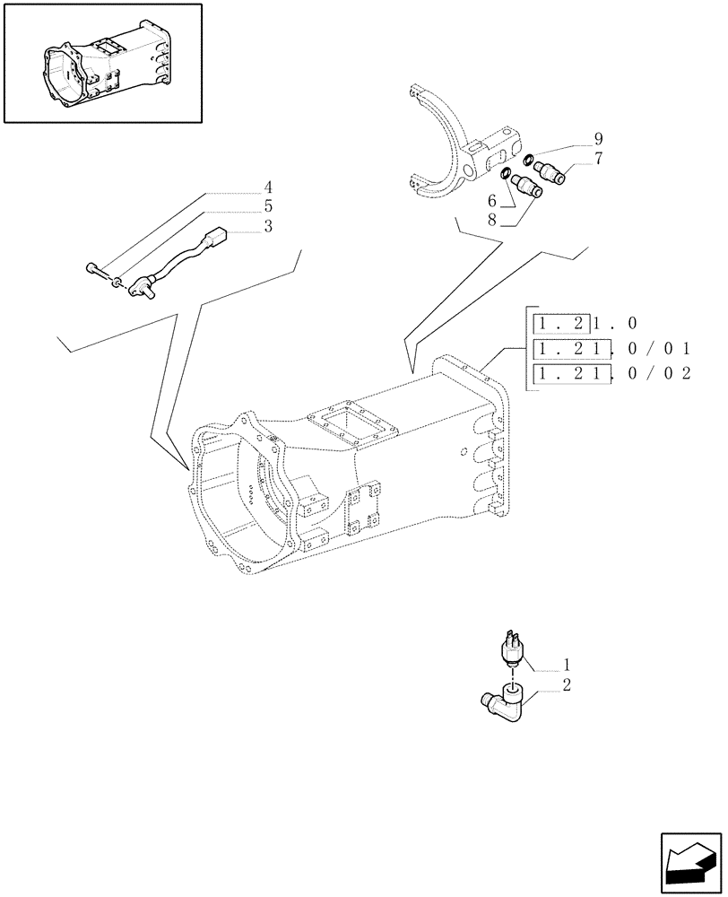 Схема запчастей Case IH MAXXUM 140 - (1.75.0[04]) - GEARBOX HOUSING SENSORS AND SWITCHES (06) - ELECTRICAL SYSTEMS