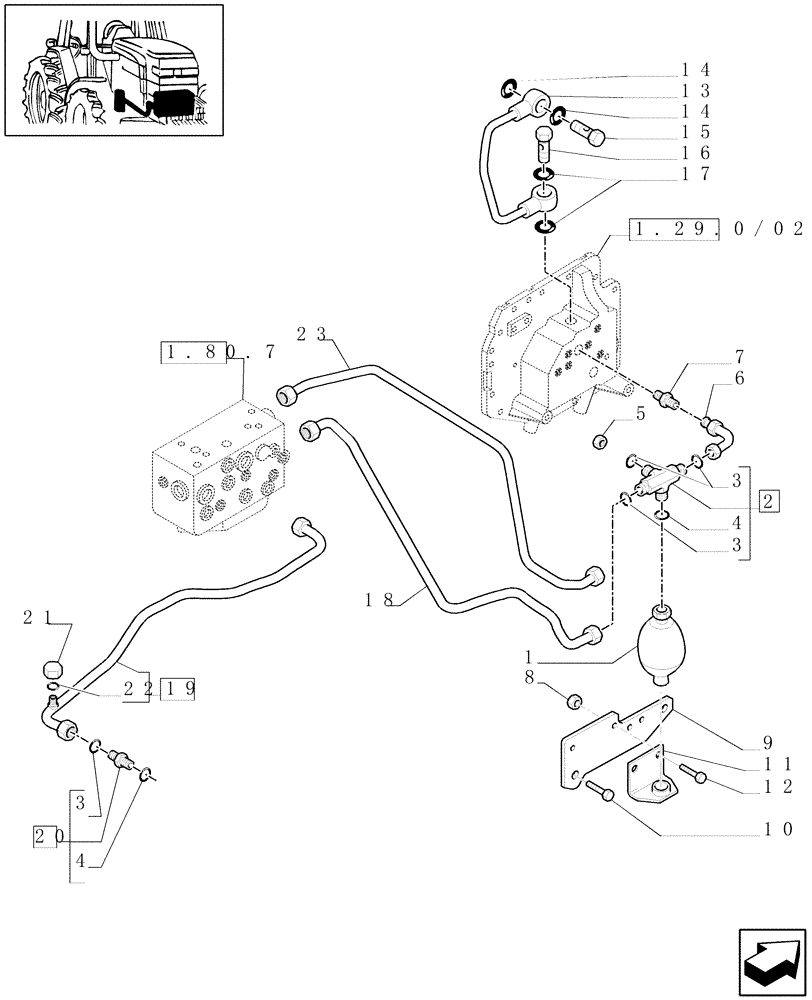 Схема запчастей Case IH MAXXUM 140 - (1.29.6/05) - 113 L/MIN CCLS PUMP FOR (CL.4) FRONT AXLE - TRANSMISSION VALVE BLOCK PIPES (VAR.334835-336835-337835-338835-339835 / 743744) (03) - TRANSMISSION