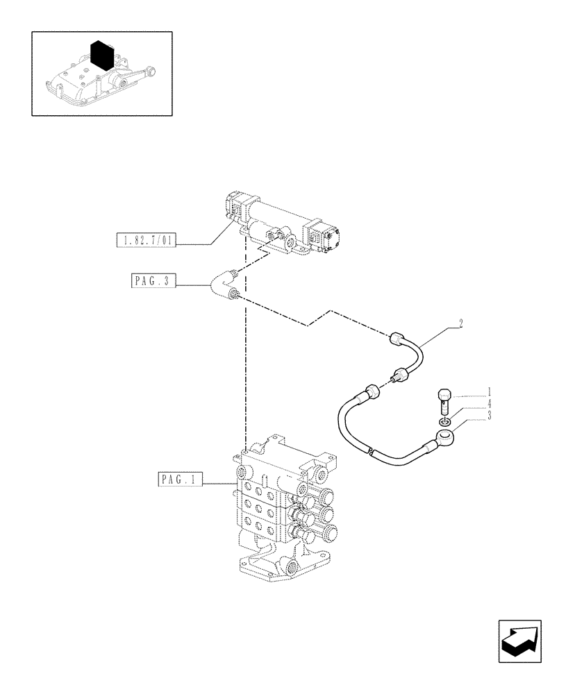 Схема запчастей Case IH JX1085C - (1.82.7/10[04]) - (VAR.164) 4 REAR REMOTE VALVES FOR EDC - PIPE - C5484 (07) - HYDRAULIC SYSTEM