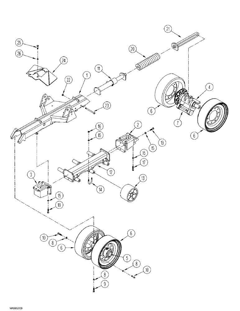 Схема запчастей Case IH 9380 QUADTRAC - (6-068) - UNDERCARRIAGE MOUNT (06) - POWER TRAIN