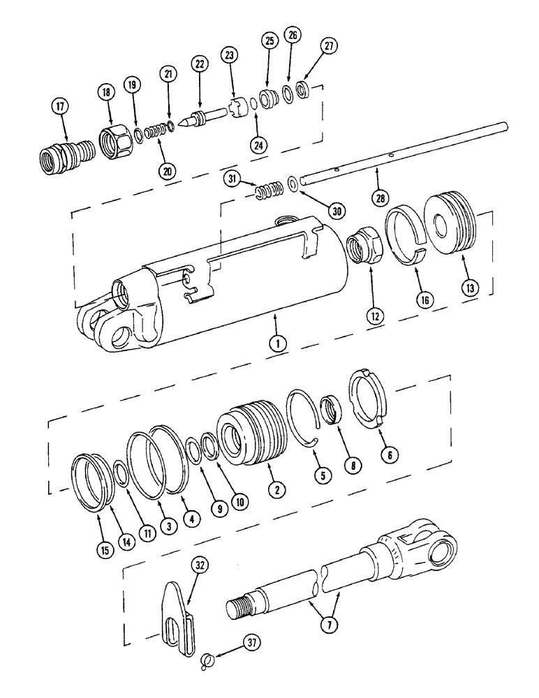 Схема запчастей Case IH 4500 - (8-084) - HYDRAULIC CYLINDER, WITH FRONT AND REAR PORTS, 3-1/2 ID X 8 INCH STROKE, CESSNA (08) - HYDRAULICS