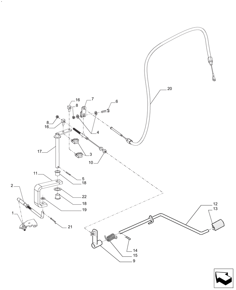 Схема запчастей Case IH FARMALL 120A - (55.525.AM[01]) - THROTTLE CONTROL LINKAGE, CAB (55) - ELECTRICAL SYSTEMS