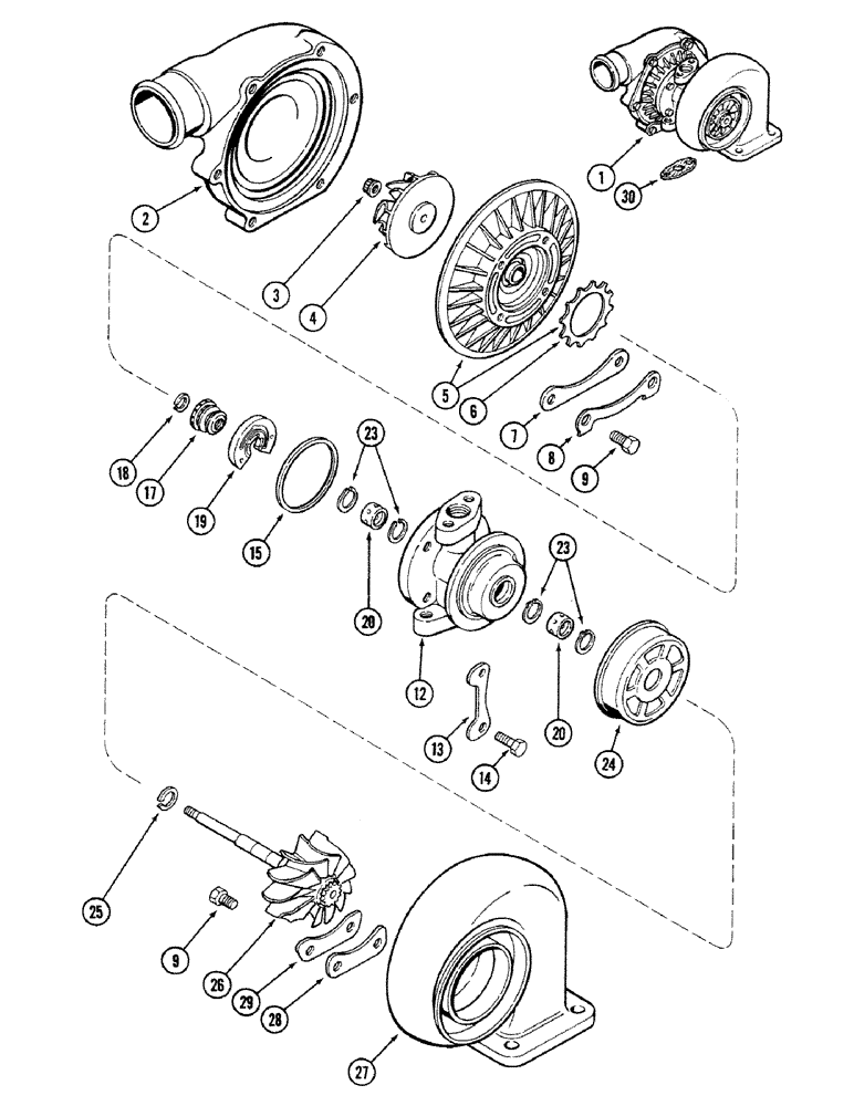 Схема запчастей Case IH 4694 - (2-026) - TURBOCHARGER ASSEMBLY, 504BDTI DIESEL ENGINE (02) - ENGINE