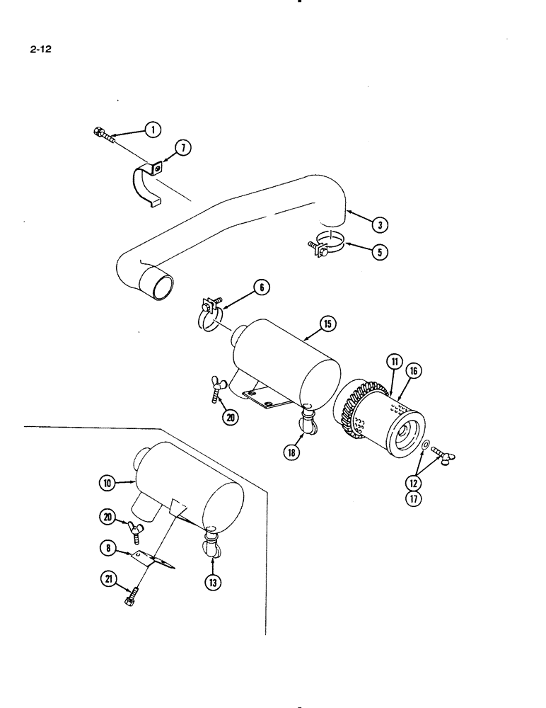 Схема запчастей Case IH 1130 - (2-12) - AIR INDUCTION SYSTEM (02) - ENGINE