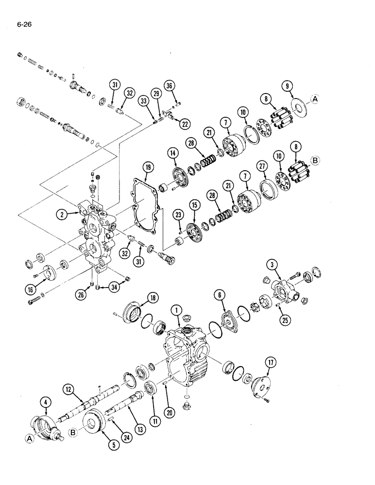 Схема запчастей Case IH 1120 - (6-26) - HYDROSTATIC TRANSMISSION (06) - POWER TRAIN