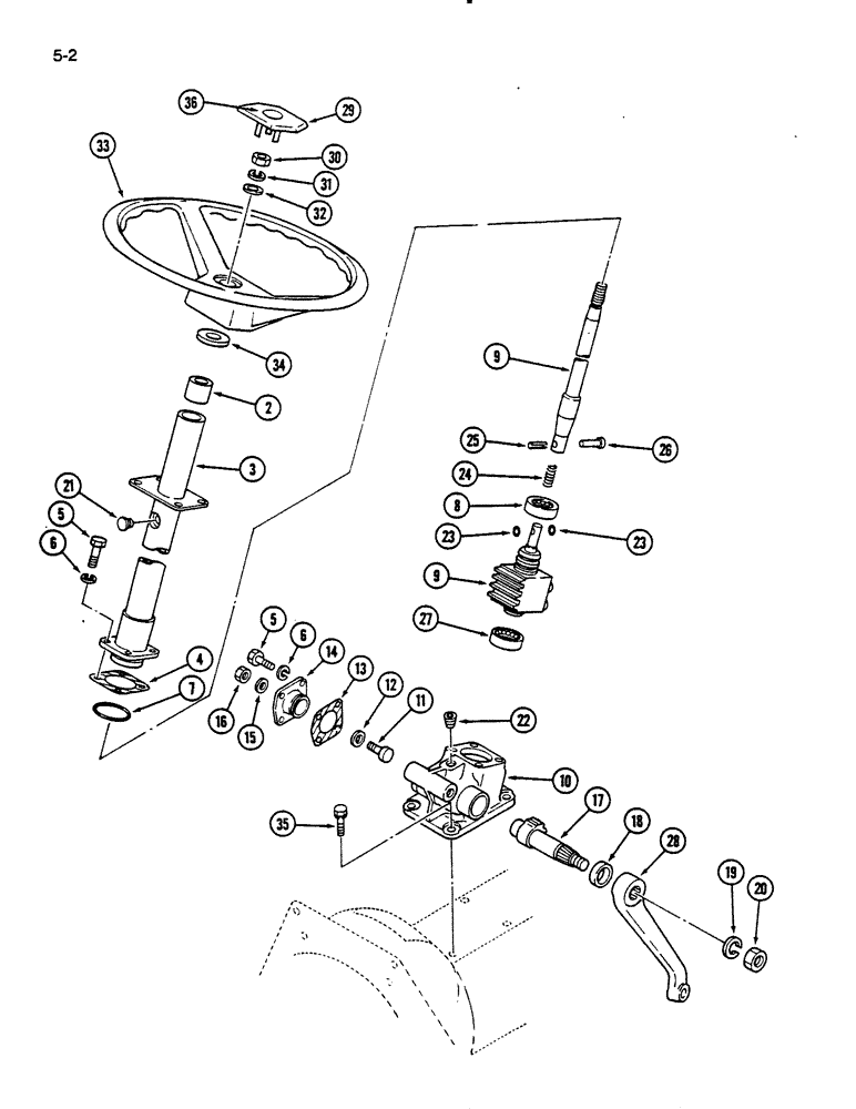 Схема запчастей Case IH 235 - (5-02) - STEERING GEAR AND COLUMN, MANUAL STEERING (05) - STEERING