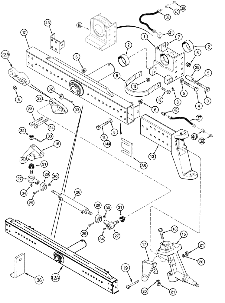 Схема запчастей Case IH 2388 - (05-09) - AXLE, ADJUSTABLE STEERING, SINGLE CYLINDER, ASN JJC0270500 (11) - TRACKS/STEERING