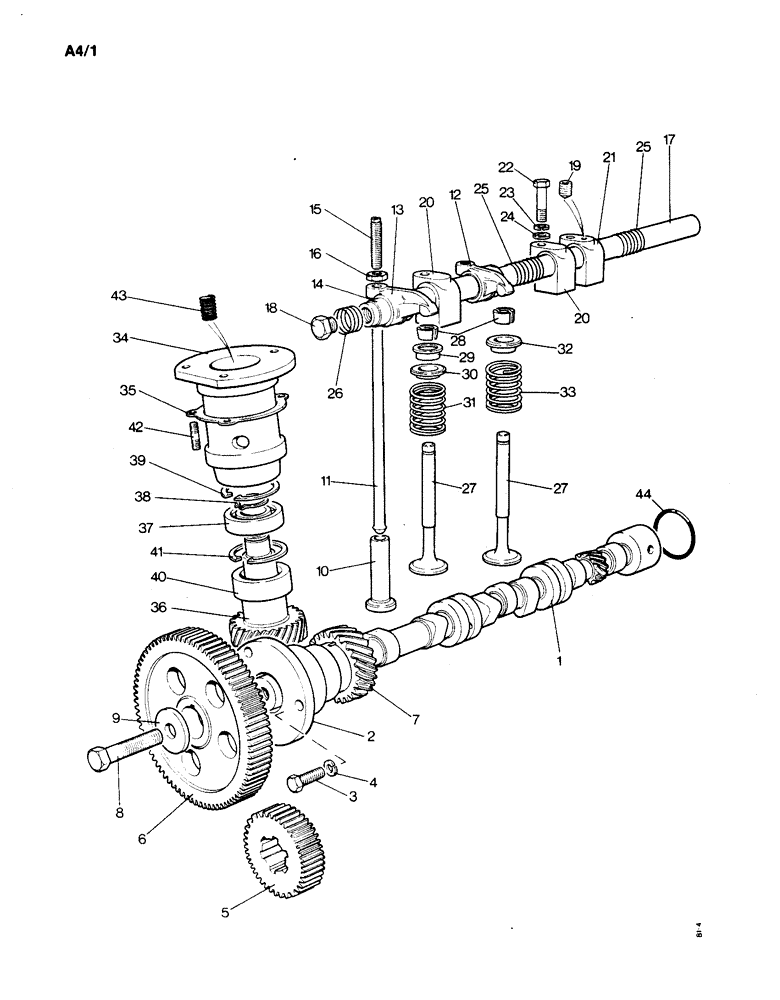 Схема запчастей Case IH 1190 - (A-04) - VALVE MECHANISM AND TIMING GEARS (01) - ENGINE