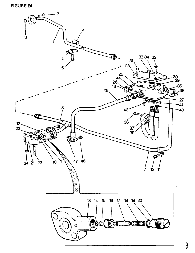 Схема запчастей Case IH 1410 - (E04-1) - SELECTAMATIC HYDRAULIC SYSTEM, HIGH PRESSURE PIPES, SINGLE PUMP (07) - HYDRAULIC SYSTEM